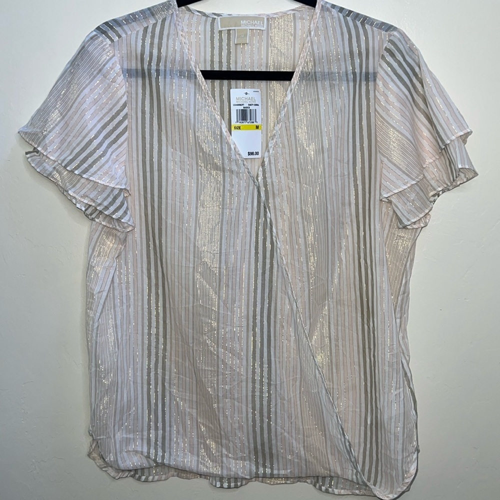 Michael Kors Wrap Pink gold Cotton‎ Blouse